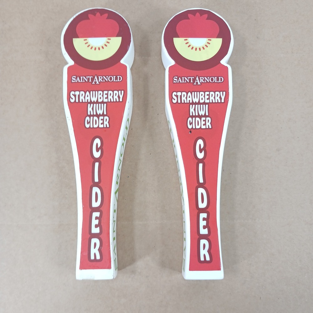 Saint Arnold Strawberry Kiwi Cider Beer Tap Handle Lot of 2 Texas Craft Brewery